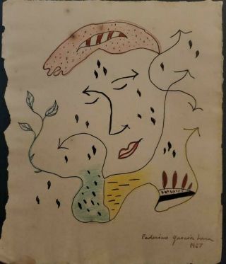 Drawing 1927 Signed By Federico Garcia Lorca