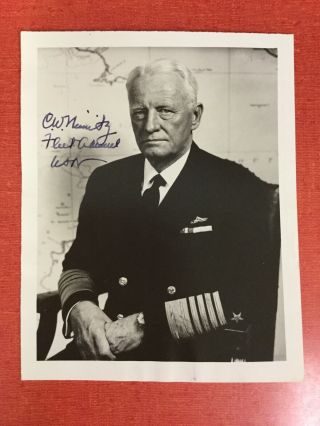Chester W.  Nimitz - Signed Photo - Ww2 Us Navy Fleet Admiral Pacific Commander