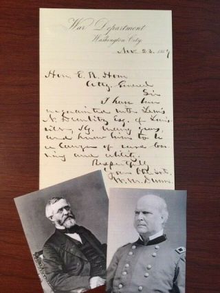 General William Mckee Dunn Letter Signed,  Judge Advocate General,  U.  S.  Grant,