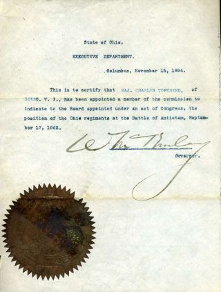 William Mckinley Jsa Hand Signed 1894 Letter Autograph