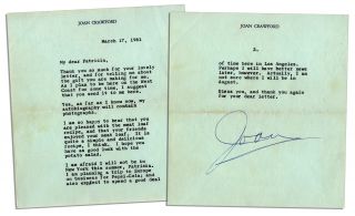 Joan Crawford Typed Letter Signed Re Her Pepsi Job