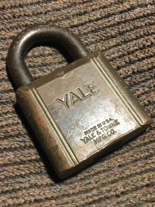 Antique Yale Towne Mfg Co Lock Vintage Brass Yale Padlock 350 Grams Made In Usa