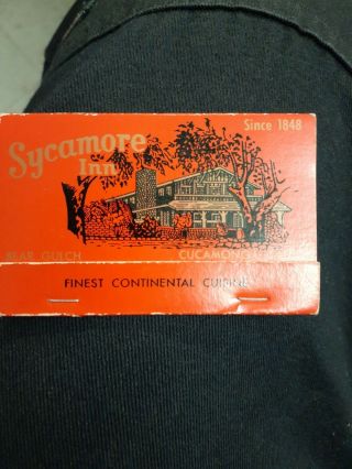 Vintage Full Matchbook Sycamore Inn Cucamonga California