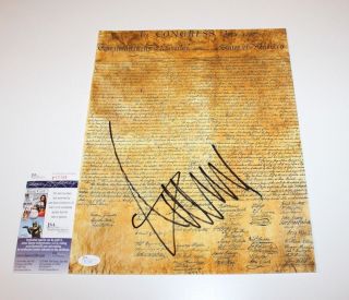 President Donald Trump Signed Declaration Of Independence Print Jsa 2020 45