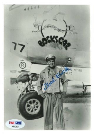 Frederick Bock Signed 5x7 Photo Psa Dna Ab12631 (d) Bockscar Pilot