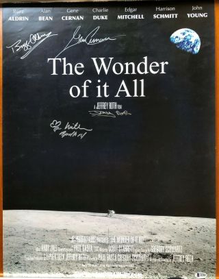 The Wonder Of It All Signed Movie Poster Buzz Aldrin / Gene Cernan,  2 Nasa Auto