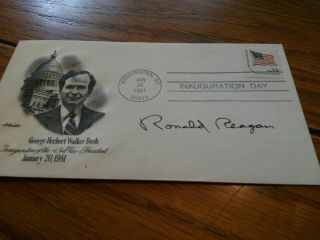 President Ronald Reagan Signed 1981 Bush Vp Inaugural Fdc Auto