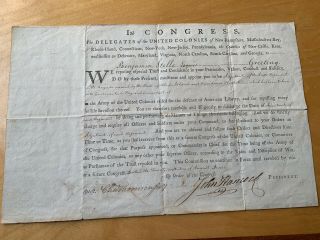 John Hancock Signed Document To Congress Delegates Historical Signature