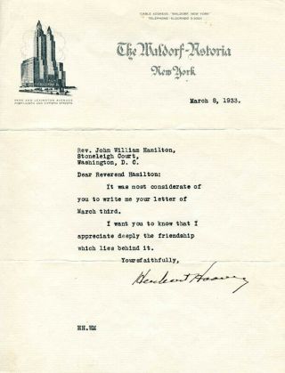 Herbert Hoover - Typed Letter Signed 03/08/1933
