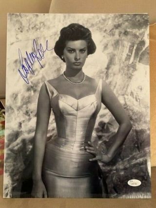 Sophia Loren Hand Signed Oversized 11x14 Photo Stunning Actress Jsa
