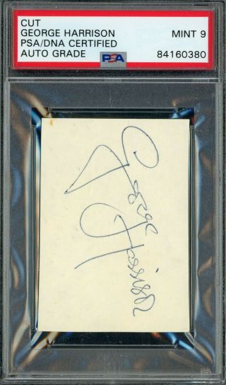 George Harrison The Beatles Signed Cut Autographed Psa/dna 9 Auto