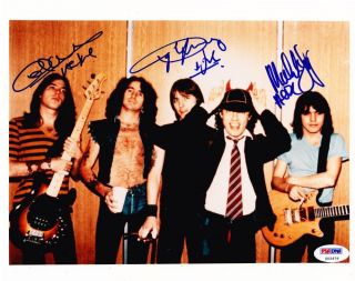 Ac/dc Band Signed 8x10 Photo Angus Young Malcom Young Cliff Williams Psa Loa