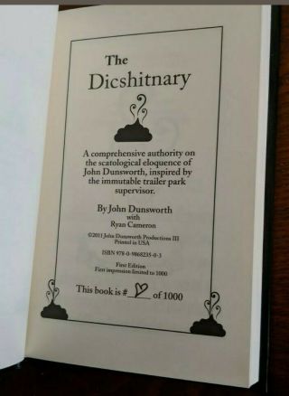 John Dunsworth Autograph Dicshitnary 1/100 Trailer Park Boys Signed Jim Lahey