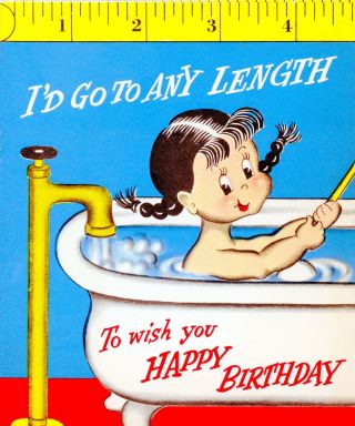 Vintage Norcross Susie Q Birthday Greeting Card Bathtub Yard Of Duckies 3372