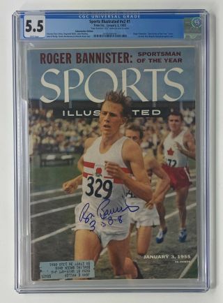 Roger Bannister Signed 1954 Sports Illustrated Autographed V1 1 Cgc 5.  5 Pop 1