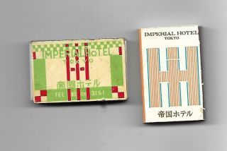 2 Imperial Hotel Matchbooks Tokyo Designed By Frank Lloyd Wright Rare