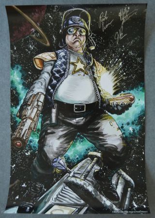 Red Letter Media Rlm Autograph Signed Space Cop Poster Mike Stoklasa Rich Evans
