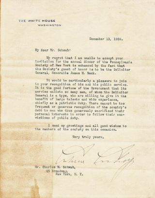Calvin Coolidge - Typed Letter Signed 12/13/1924