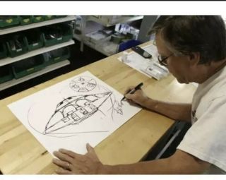 Bob Lazar Signed 16x20 Sport Model Ufo Area 51 Flying Saucer Print Sketch