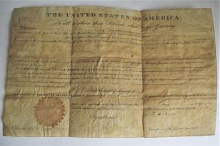 John Quincy Adams 1826 Signed Land Grant President Document Ohio Autograph