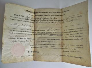 James Monroe 1817 President Signed Land Grant Document Wooster,  Ohio Autograph