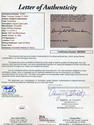Dwight Eisenhower JSA Signed 1956 Letter Autograph 2