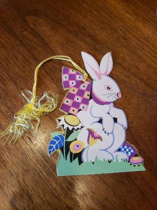 1920s Art Deco Easter Bunny Rabbit Vintage Tally Card 3