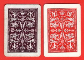 2 Single Swap Playing Cards Mini Pair Design W Angels Miniature Old Rare Vintage