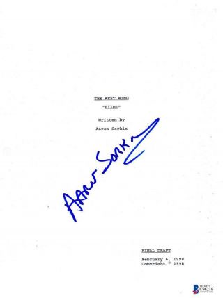 Aaron Sorkin Signed 86 Page The West Wing Pilot Script Authentic Autograph