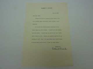 Signed Typed Letter From Robert C.  Ruark On Personal Letterhead 1961