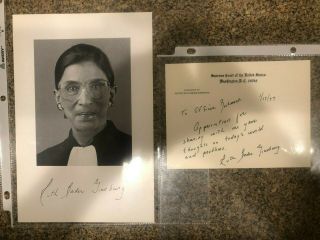 Justice Ruth Bader Ginsburg Signed Autographed Photo,  Supreme Court Chamber Card