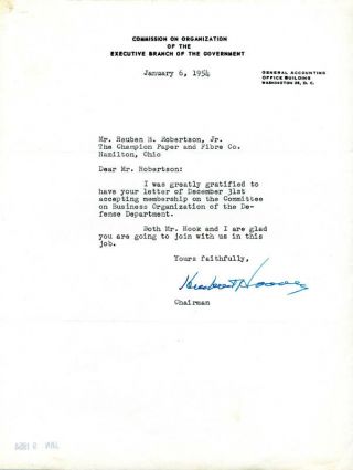 Herbert Hoover - Typed Letter Signed 01/06/1954