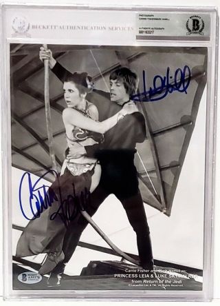 Mark Hamill & Carrie Fisher Signed Star Wars Autographed 8x10 Photo Bas Slabbed