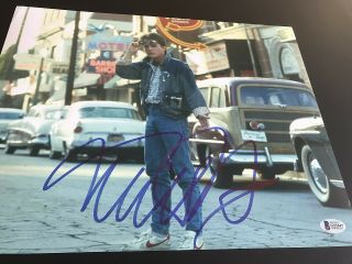 Michael J Fox Signed Autograph 11x14 Photo Back To The Future Beckett Bas X4