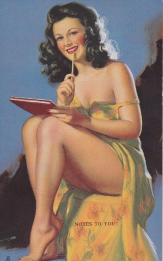 Earl Moran " Notes To You " - 1940s Art Pin - Up/cheesecake Mutoscope Arcade/exhibit