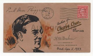 Earl Derr Biggers - " Charlie Chan " Author - Signed Custom Postal Cover
