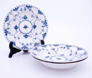 3 Deep Plates 1170 - Blue Fluted - Royal Copenhagen - Full Lace - 3rd Quality