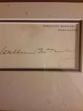 President William Mckinley Signed Executive Mansion Card White House Autograph