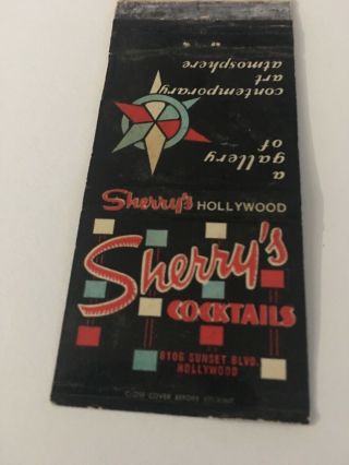 Vintage Matchbook Cover Sherry’s Cocktails Art Atmosphere Hollywood California