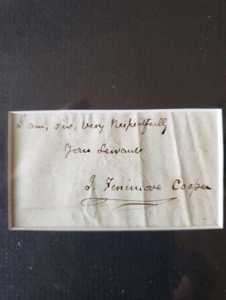 James Fenimore Cooper Jsa Hand Signed Framed Cut Autograph