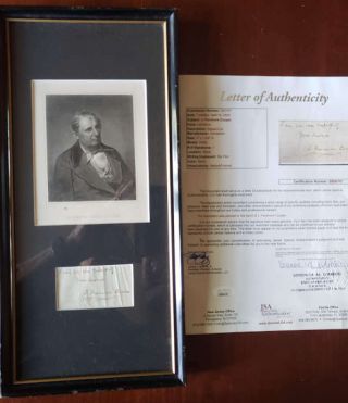 James Fenimore Cooper JSA Hand Signed Framed Cut Autograph 2