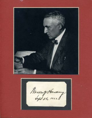 Warren Harding Jsa Hand Signed Matted Cut With Photo Autograph
