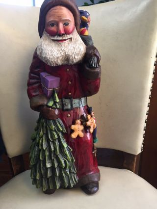 Rare Large Vintage Leo Smith Santa Figure Folk Art Signed