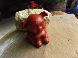 Vintage Early 1900s Cast Iron Pup Paperweight Mathews Steel PA Big RED 2 1/8 