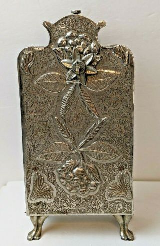 Rare Lg Ornate Hand Etched Fred Zimbalist Swiss Thorens Music Box Cigarette Case