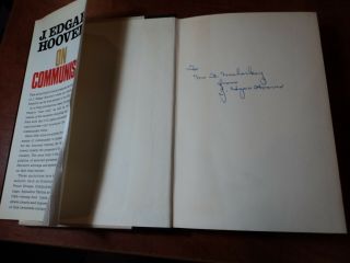 J.  Edgar Hoover - Fbi Director Signed Autograph On Communism Book Hc/dj W/ Insc