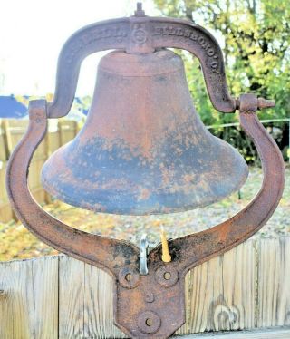 Antique Cast Iron Bell 18inch 3 C.  S.  Bell Hillsboro O Dinner School Church Bell