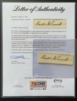 President Franklin D.  Roosevelt Signed Cut Autograph Psa/dna Authentic Auto - Fd