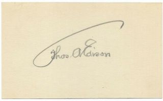 Thomas Edison Autographed Card In Pencil (trademark Umbrella Signature)