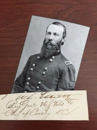 General Washington Lafayette Elliott Signed Slip Civil War Union Cavalry